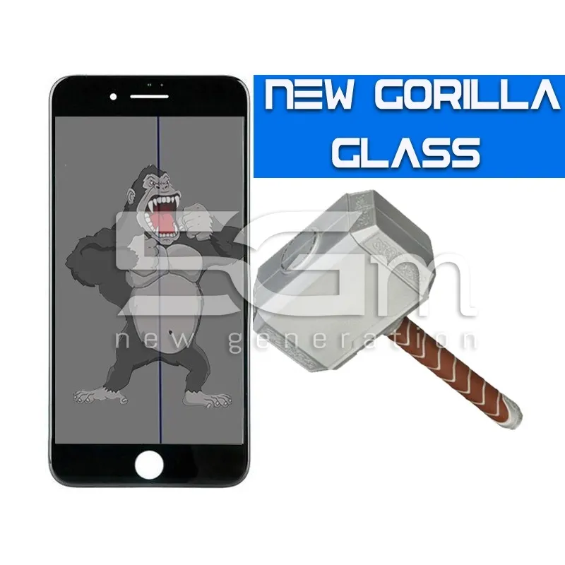 Gorilla Glass Black iPhone 8 Plus + Oca Film and Polarised Film For Regeneration | Loja Online 5G-M