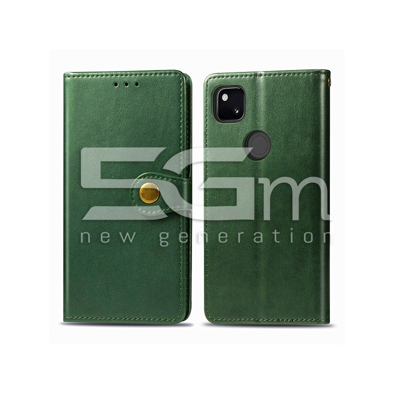 Custodia In Pelle Magnetica Verde Google Pixel 4A
