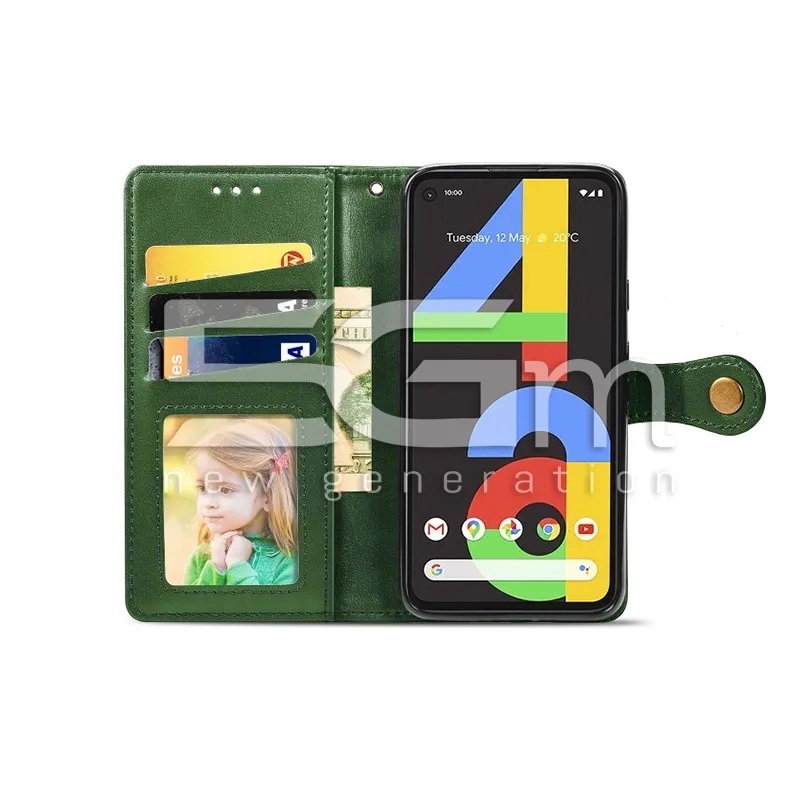 Estojo De Couro Magnético Verde Escuro Google Pixel 4A | Loja Online 5G-M