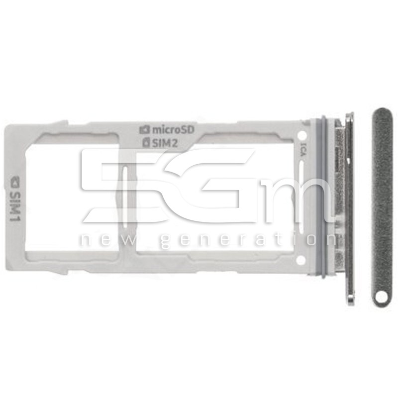 Supporto Dual Sim Card + Micro SD Prism White Samsung SM-G975