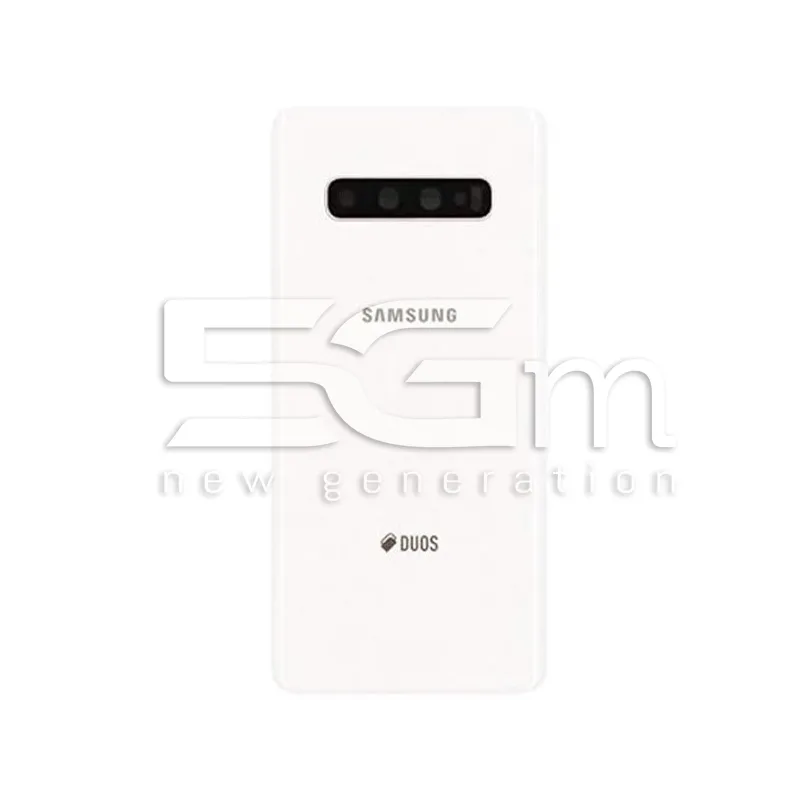 Retro Cover Ceramic White + Vetrino Fotocamera Samsung SM-G975F S10 Plus Duos Ori
