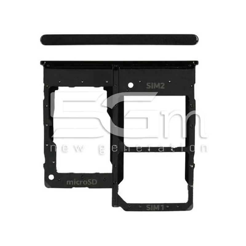Tartó Dual Sim Kártya + Micro SD Fekete Samsung SM-A202 A20e Ori | 5G-M