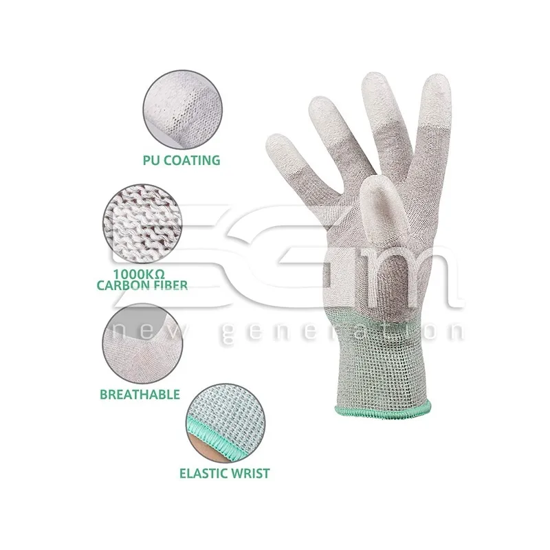 ESD Kohlefaser-/PU-Handschuhe Elastisch S | 5G-M.com