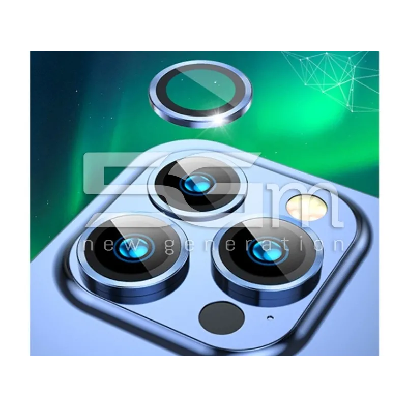 Panzerglasfolie Silber + Rahmen für Rückkamera iPhone 13 | 5G-M