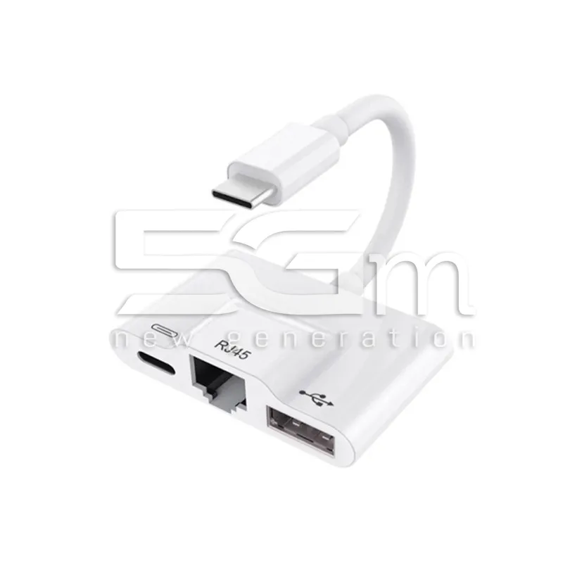 Adattatore 3 In 1 USB-C A  USB - Ethernet - Type-C Power | Store Online 5G-M