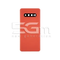 Cache Arrière Orange + Vitre Caméra Samsung S10 Plus Sans Logo | 5G-M
