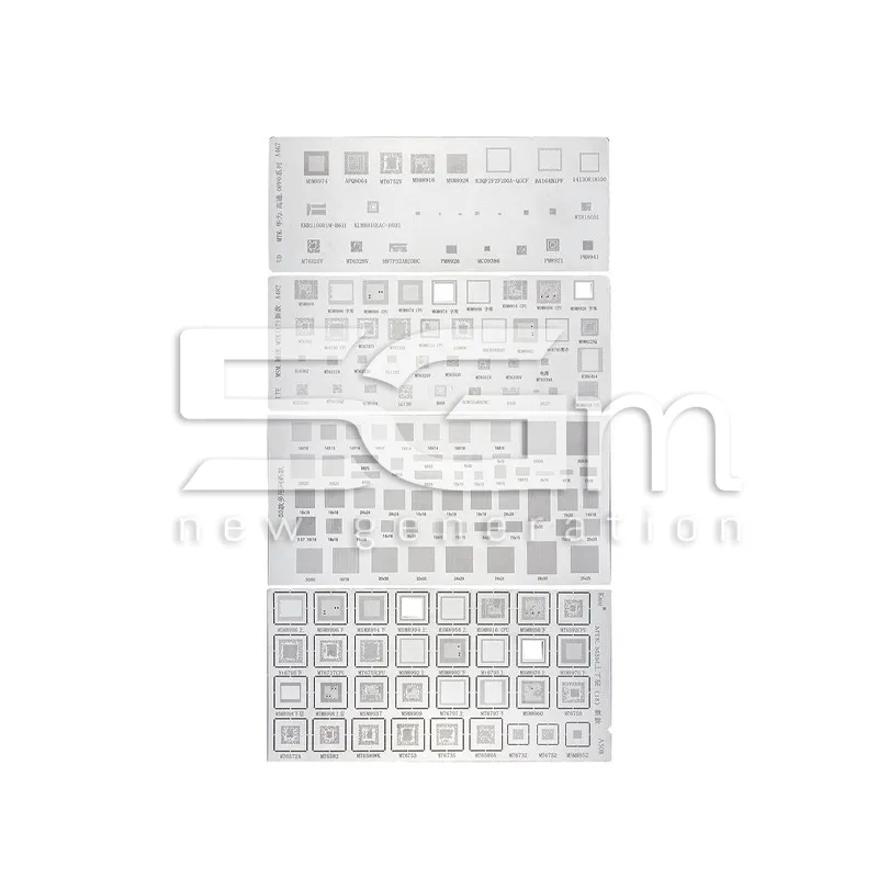 Kit 4 Pochoirs Universels MTK MSM Rebillage IC - Nand - CPU | 5G-M