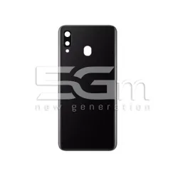 Заден капак Черен + Стъкло за камера Samsung A20 Без лого | 5G-M.com