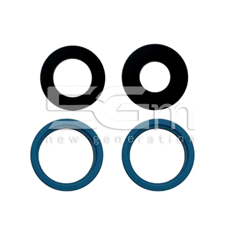 Set 4 Pcs Rear Camera Lens + Frame Blue iPhone 13 | Loja Online 5G-M