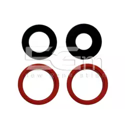 Set 4 Pcs Rear Camera Lens + Frame Red iPhone 13