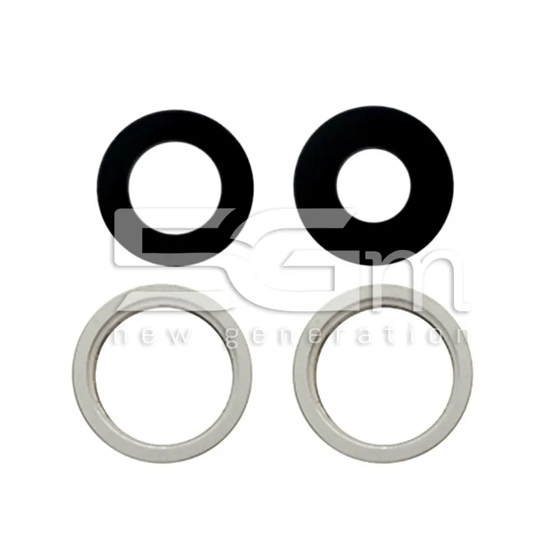 Kit 4 Pcs Vitre + Cadre Blanc Caméra Arrière iPhone 13 | 5G-M