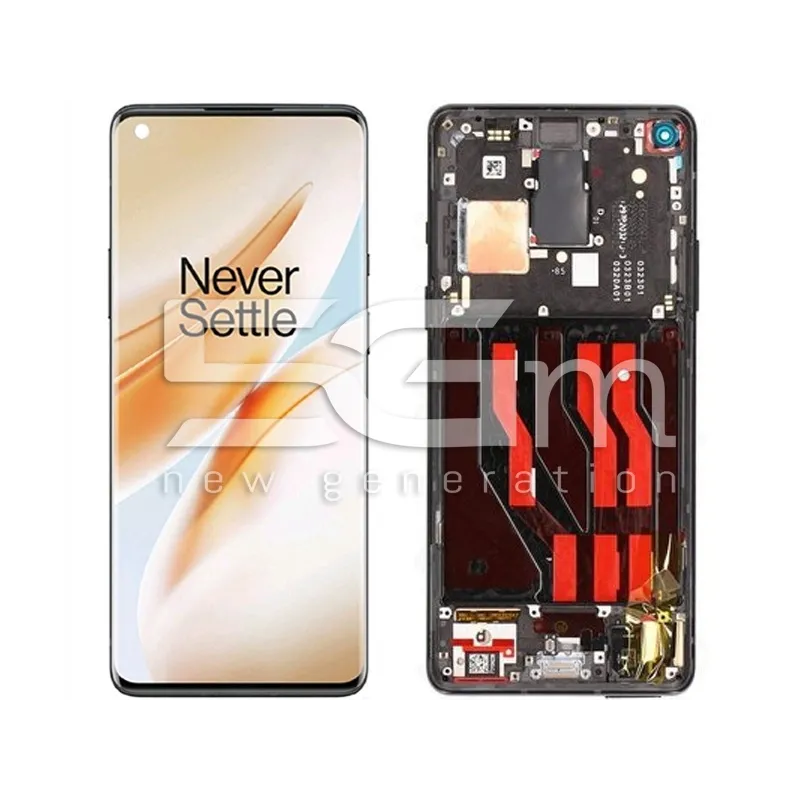 Érintőkijelző + Keret Onyx Black OnePlus 8 (Pulled) | 5G-M Online Áruház