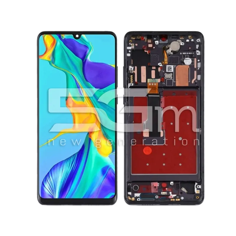 Érintőkijelző + Keret Fekete Huawei P30 Pro (Kiszerelt) | 5G-M Webáruház