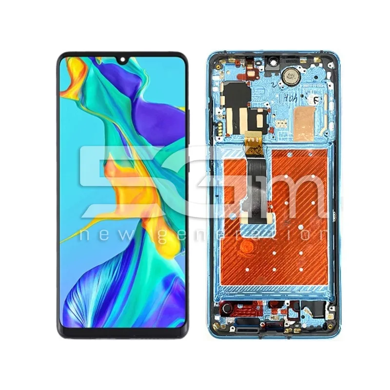 Écran Tactile + Châssis Aurora Bleu Huawei P30 Pro (Pulled) | 5G-M.com