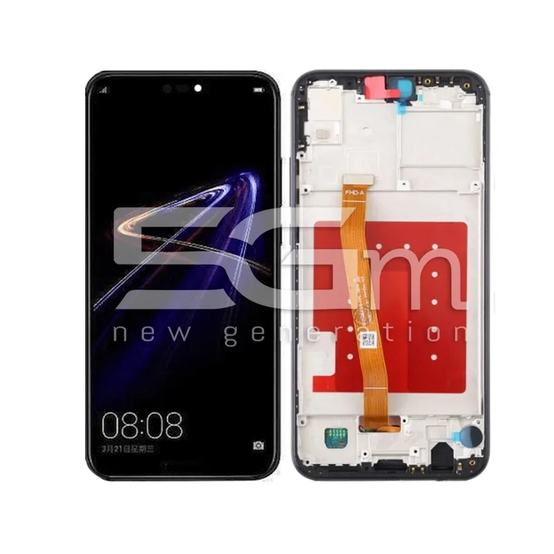 Érintőkijelző + Keret Éjfekete Huawei P20 Lite (IPS) | 5G-M Online Áruház