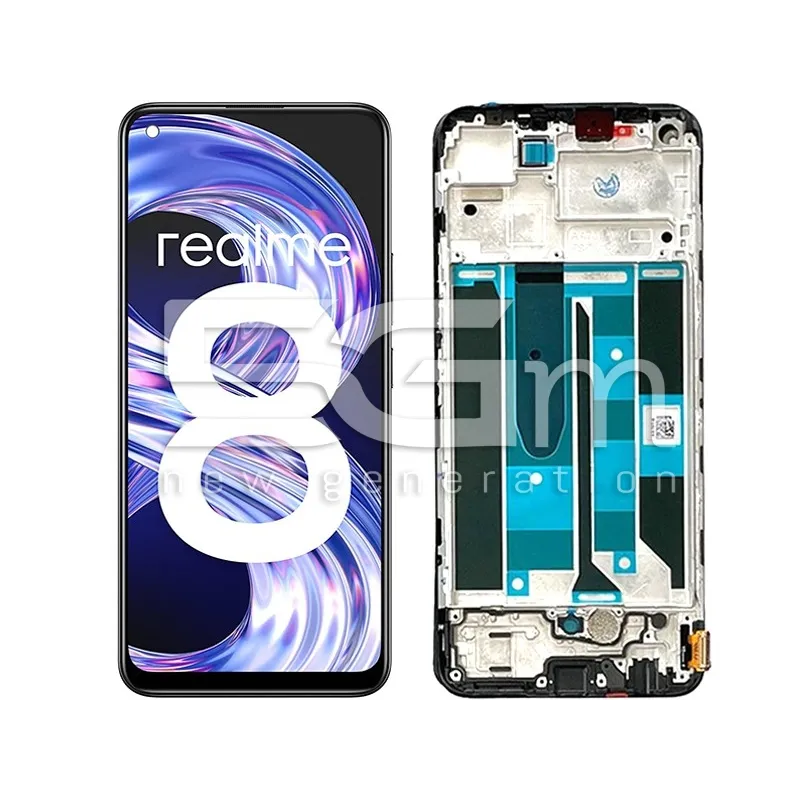 Realme 8 (OLED) Display Touchscreen + Rahmen Cyber Black | 5G-M