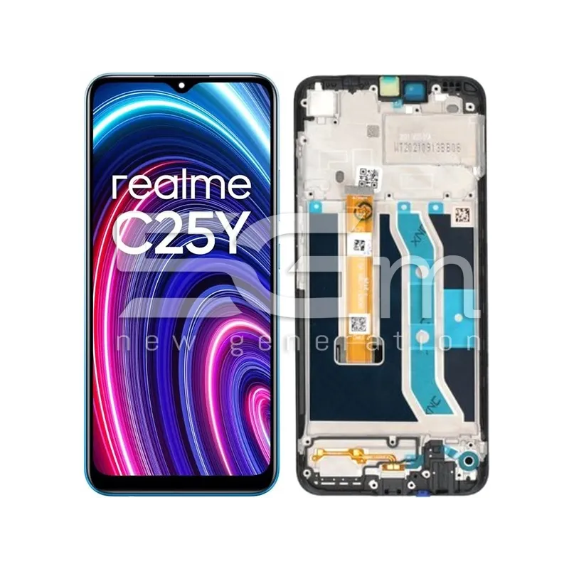 Realme C25Y Kijelző Fekete Kerettel IPS | Komplett Alkatrész | 5G-M