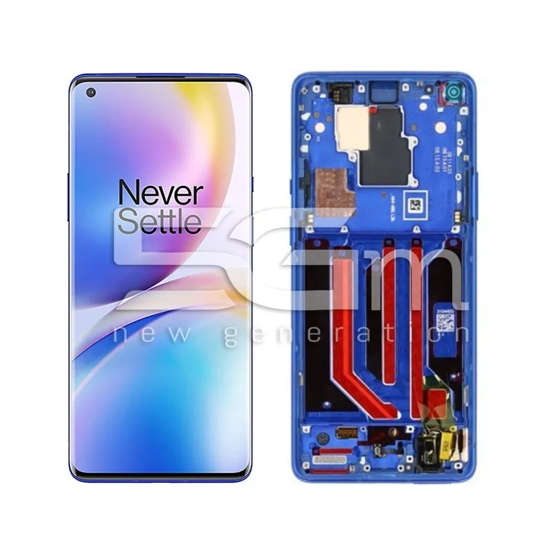 Ecra Tactil + Chassi Ultramarine Blue OnePlus 8 Pro (Pulled)