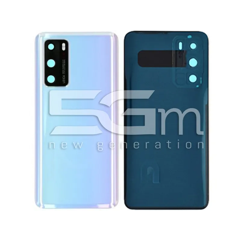 Cache Arrière Blanc Glace + Vitre de Caméra Huawei P40 Sans Logo | 5G-M