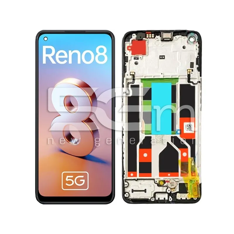 Érintőképernyő + Keret Fekete OPPO Reno8 5G (OLED) | 5G-M Áruház
