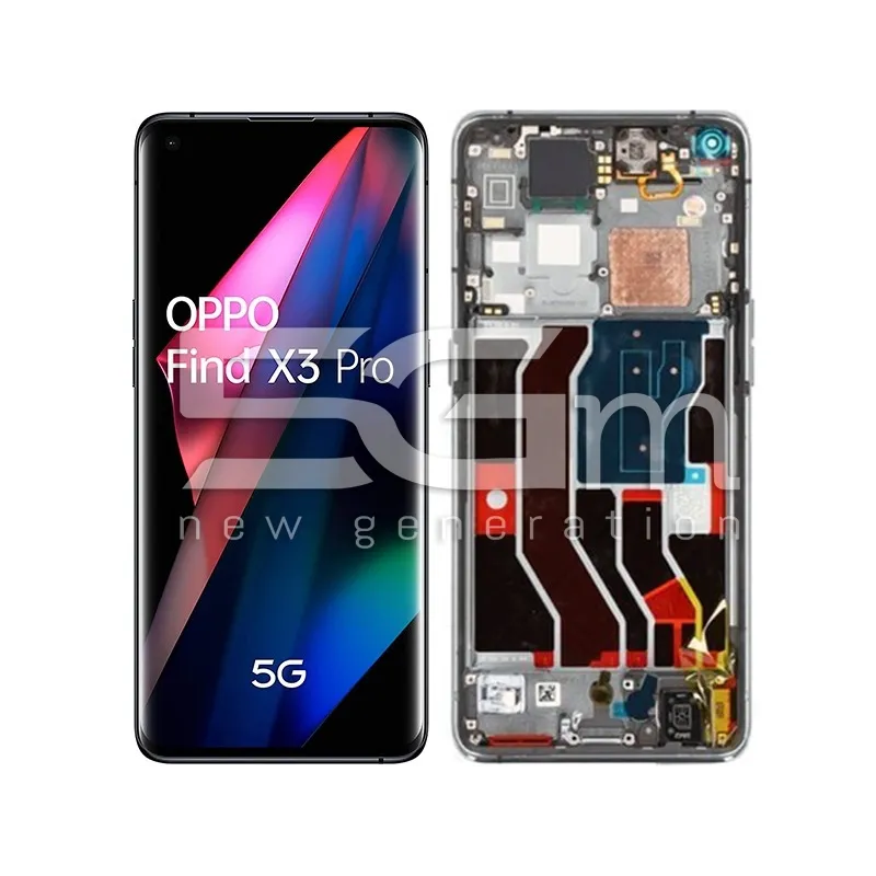 Écran Tactile + Châssis Noir Brillant OPPO Find X3 Pro (PULLED) | 5G-M
