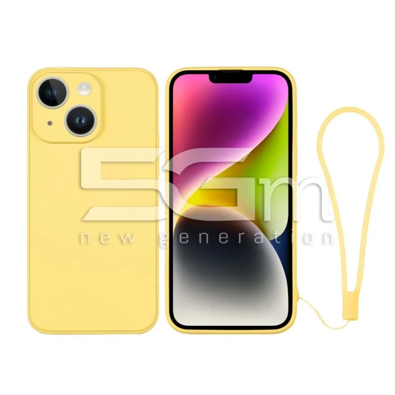 Custodia Gialla in Silicone + Cinturino Da Polso iPhone 14 | Store Online 5G-M