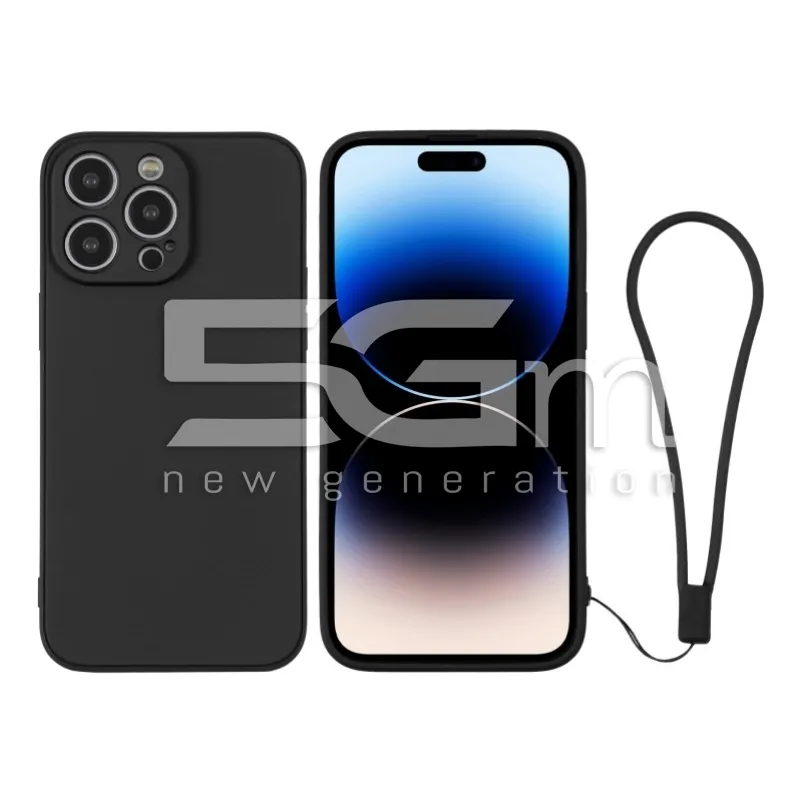 Silicone Case Black + Wrist Strap iPhone 14 Pro | Loja Online 5G-M