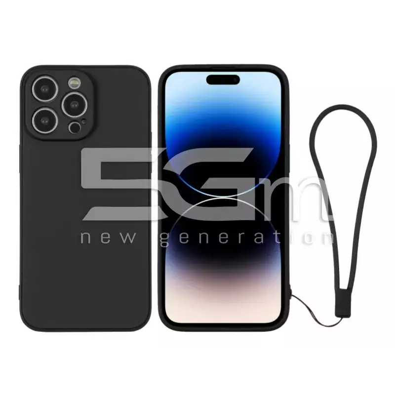 Silicone Case Black + Wrist Strap iPhone 14 Pro