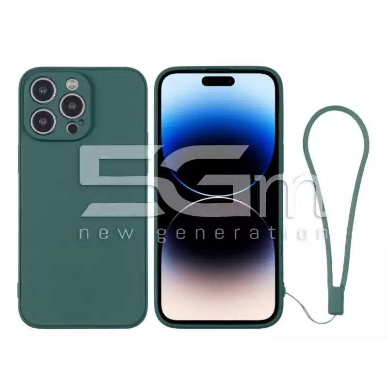 Silicone Case Dark Green + Wrist Strap iPhone 14 Pro