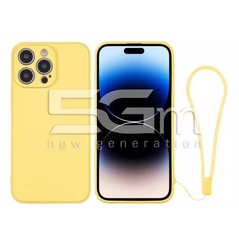Silicone Case Yellow + Wrist Strap iPhone 14 Pro
