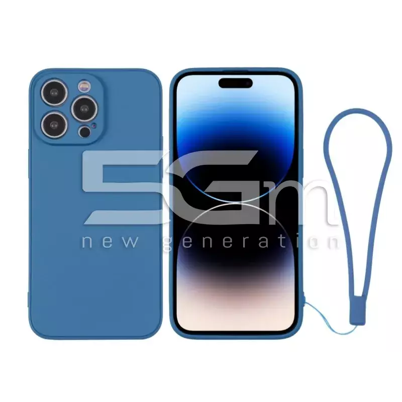 Silicone Case Blue + Wrist Strap iPhone 14 Pro