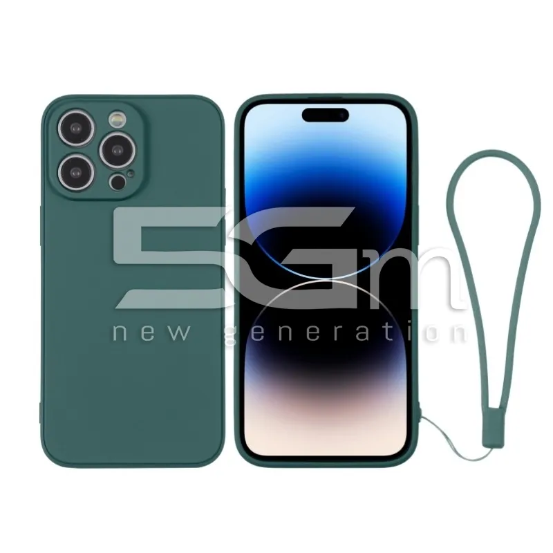 Silicone Case Dark Green + Wrist Strap iPhone 14 Pro Max