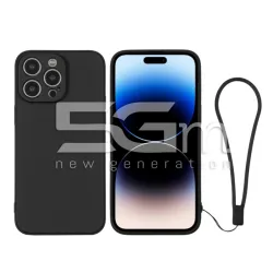 Custodia Nera in Silicone + Cinturino Da Polso iPhone 14 Pro Max