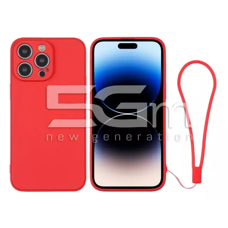 Silicone Case Red + Wrist Strap iPhone 14 Pro Max