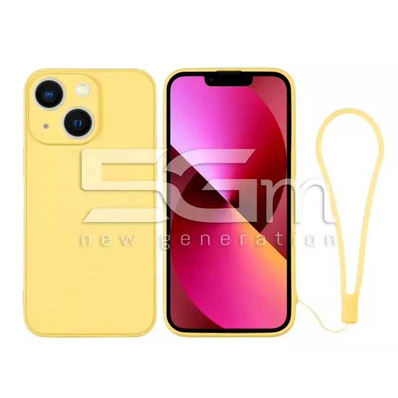 Silicone Case Yellow + Wrist Strap iPhone 13