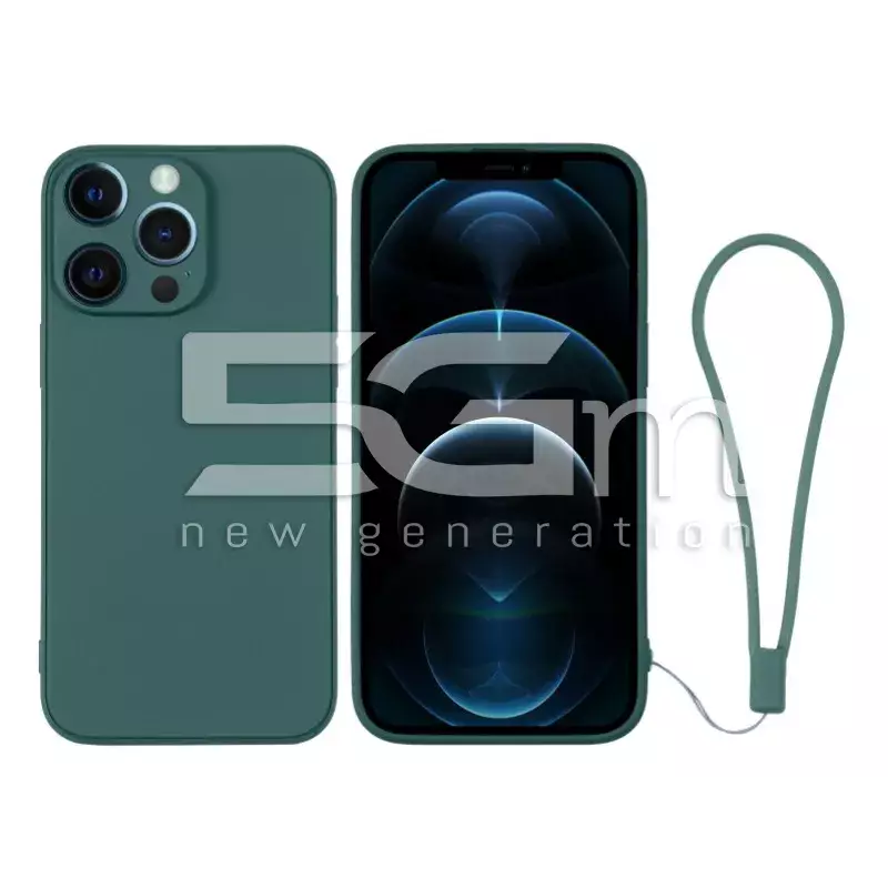 Silicone Case Dark Green + Wrist Strap iPhone 12 Pro Max
