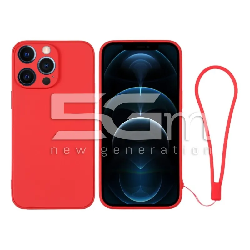 Custodia in Silicone Rossa + Cinturino Da Polso iPhone 12 Pro Max | Store Online 5G-M