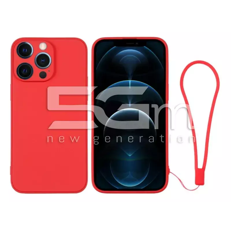 Silicone Case Red + Wrist Strap iPhone 12 Pro Max