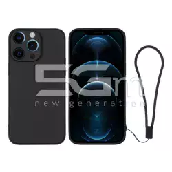 Custodia in Silicone Nera + Cinturino Da Polso iPhone 12 Pro Max