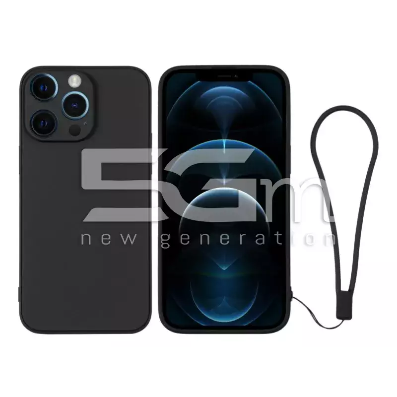 Silicone Case Black + Wrist Strap iPhone 12 Pro Max