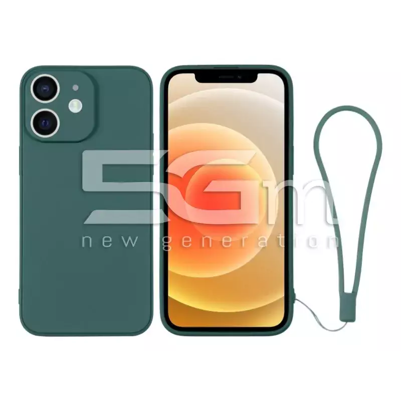 Silicone Case Dark Green + Wrist Strap iPhone 12
