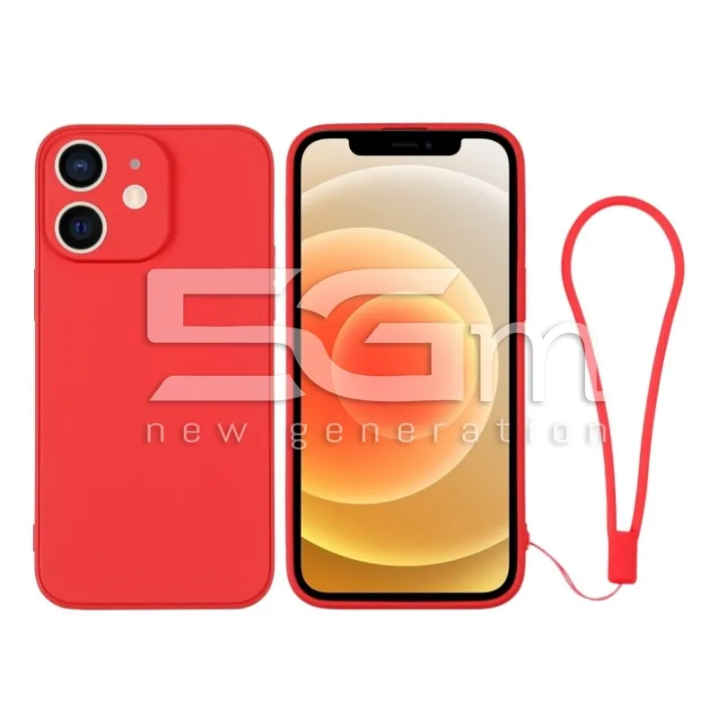 Piros Szilikon Tok + Csuklópánt iPhone 12 | 5G-M Online Áruház