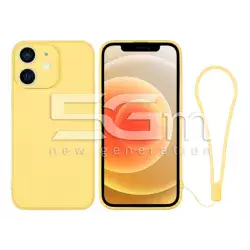 Custodia in Silicone Gialla + Cinturino Da Polso iPhone 12