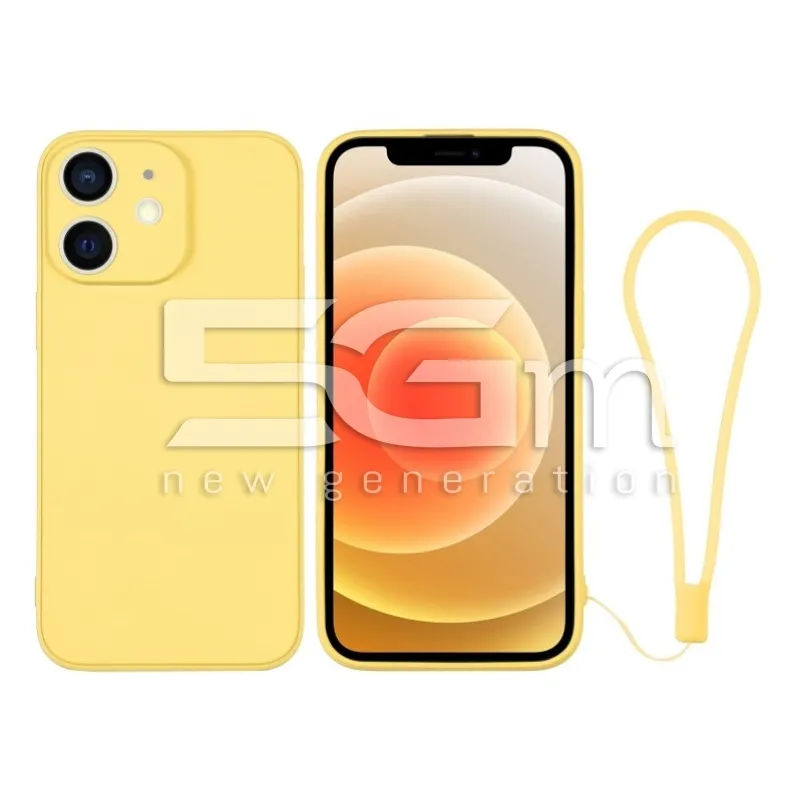 Custodia in Silicone Gialla + Cinturino Da Polso iPhone 12 | Store Online 5G-M