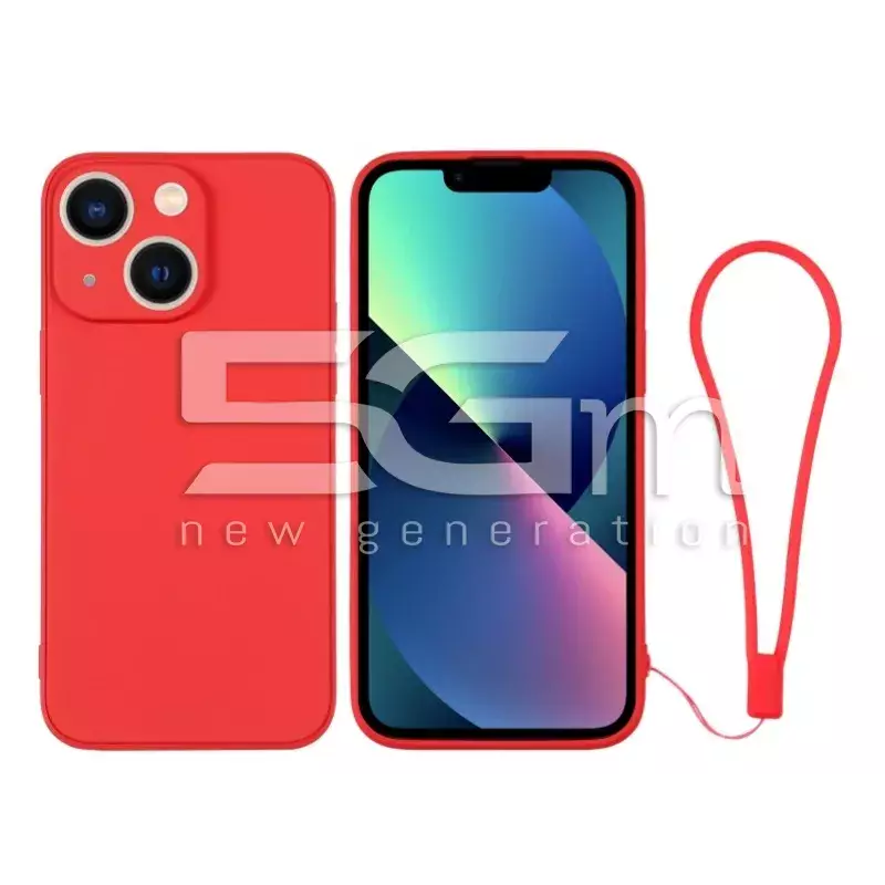 Silicone Case Red + Wrist Strap iPhone 13 Mini