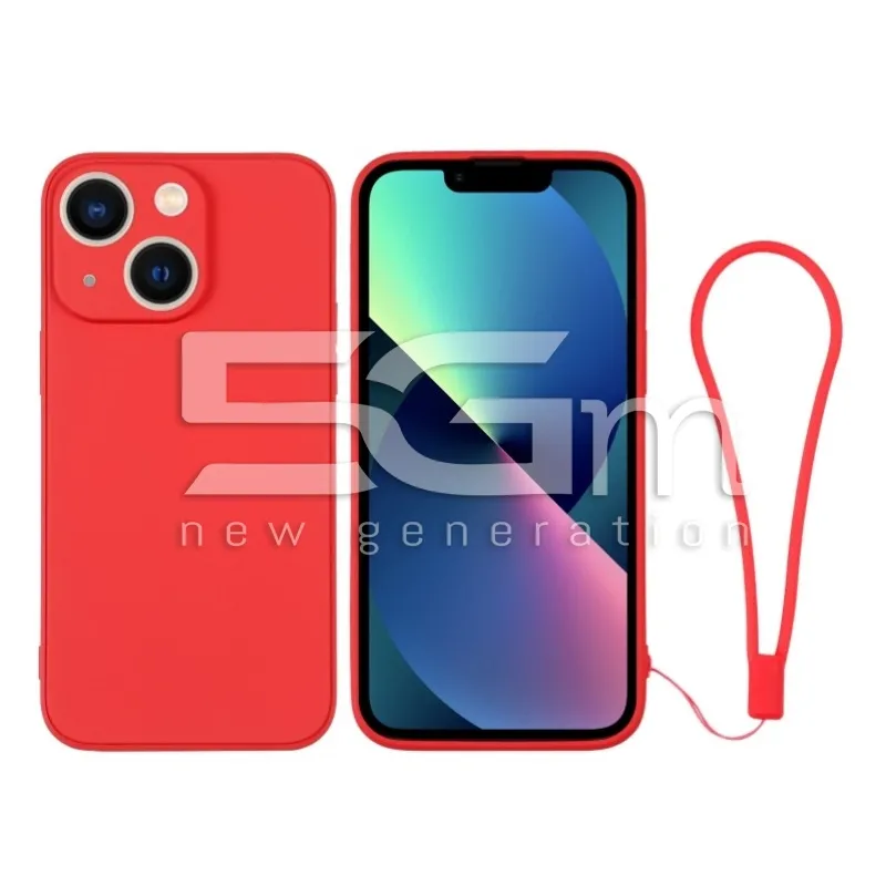 Szilikon Tok + Csuklópánt Piros iPhone 13 Mini | 5G-M Online Áruház