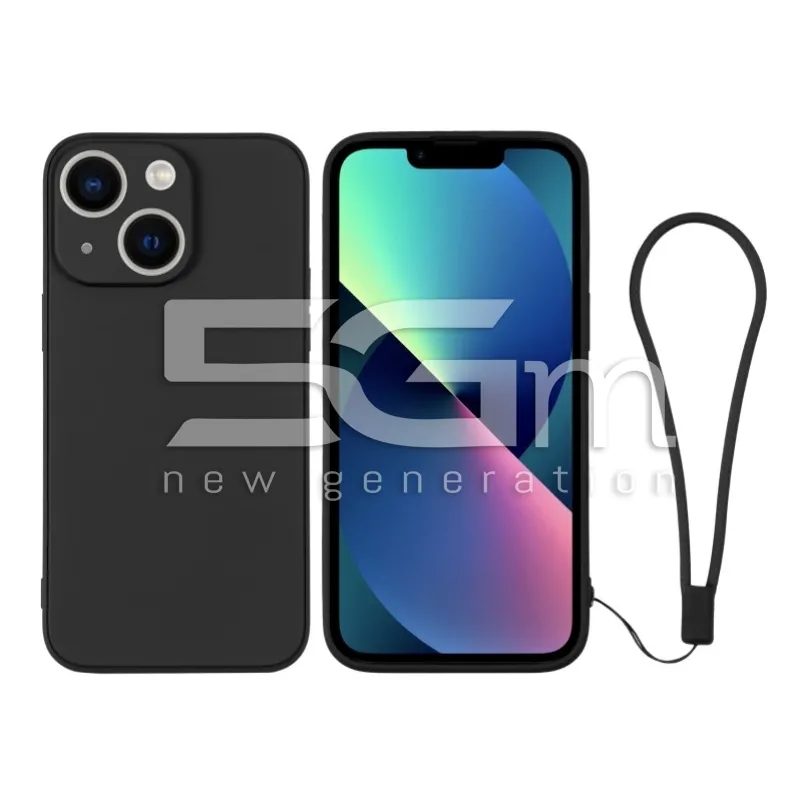 Coque en Silicone Noire + Dragonne iPhone 13 Mini | 5G-M.com