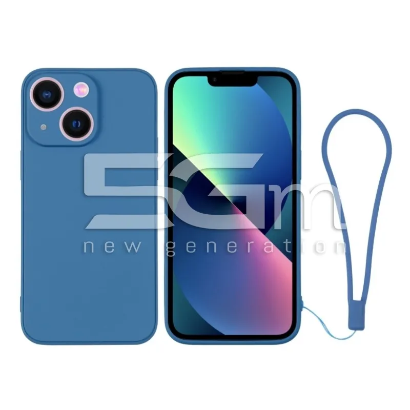 Szilikon Tok Kék + Csuklópánt iPhone 13 Mini | 5G-M Online Áruház
