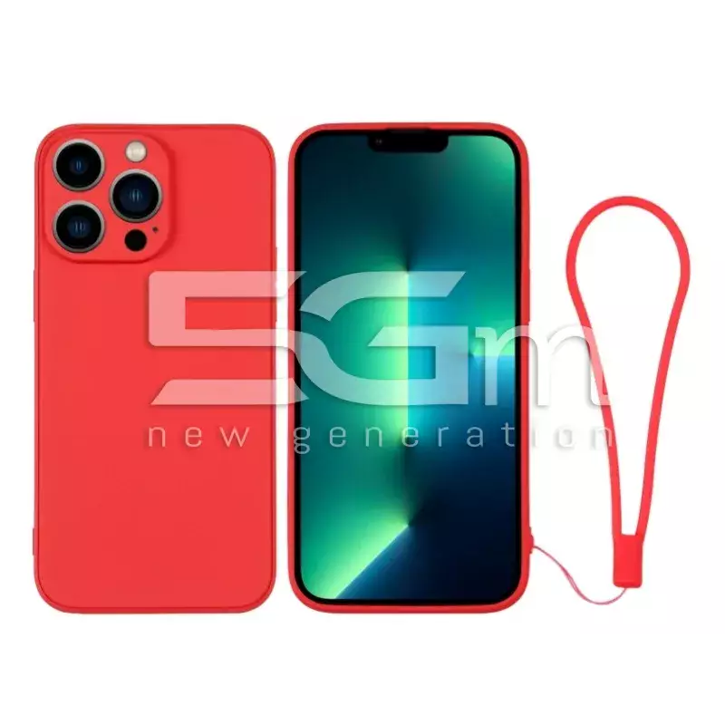 Custodia in Silicone Rossa + Cinturino Da Polso iPhone 13 Pro Max