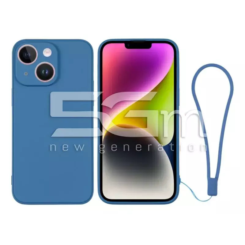 Silicone Case Blue + Wrist Strap iPhone 14 Plus